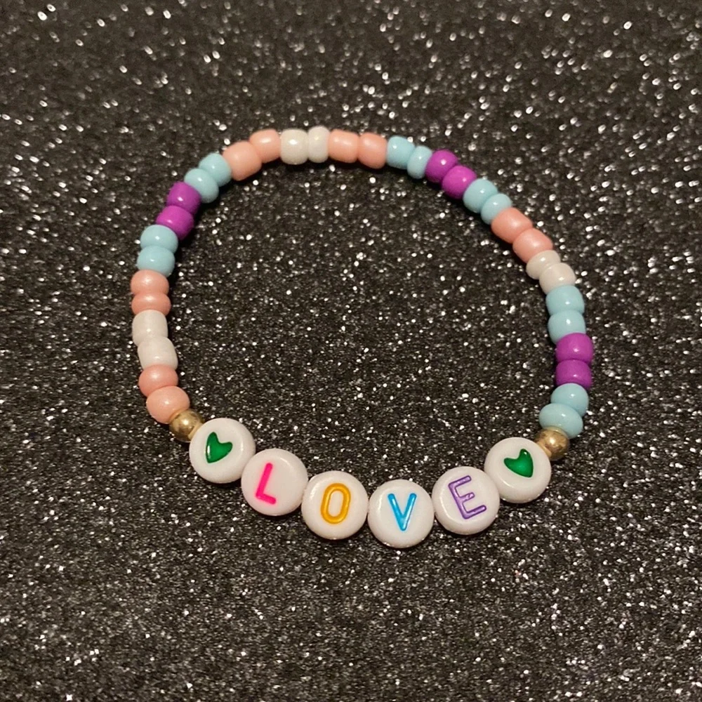 Kids multi friendship bead stretch bracelet
